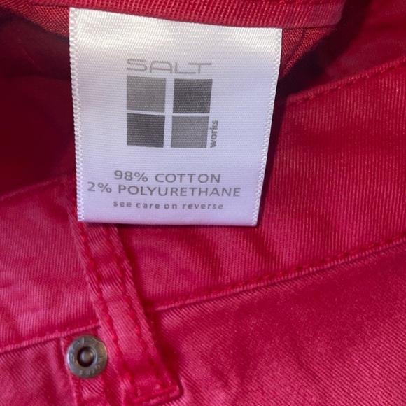 Salt Works Red Coated Denim Jeans Stretch Mid-Rise Classic Style Size 10 - Picture 5 of 12